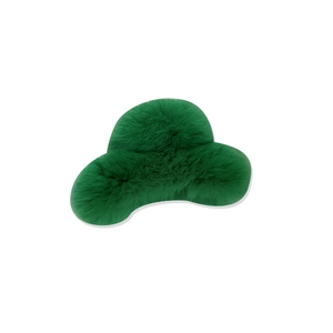 Dark green plush rabbit fur hair claw clip in a cloud-like shape for women's hairstyle
