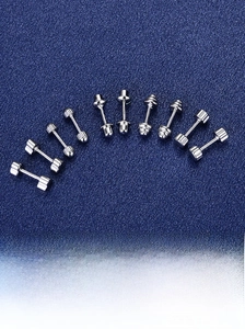 Set of 5 pairs of S925 sterling silver screw back stud earrings with various geometric shapes