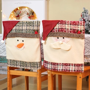 Weihnachts-Stuhlbezüge mit Weihnachtsmann und Schneemann in festlichem Rot und Grün