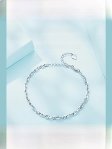 Detail of 3mm 925 sterling silver rectangular link bracelet with a small heart charm