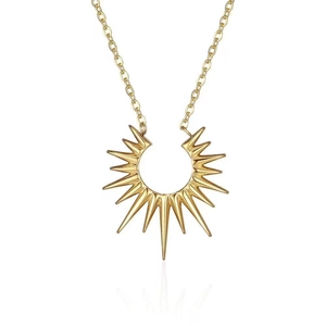 Luxurious gold sunburst pendant necklace made of durable stainless steel for women