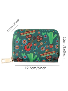 Detailed dimensions of green Gothic skull wallet showing 12.7cm length and 9.2cm height