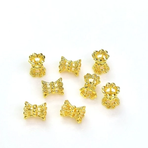 Distanziatori cilindrici placcati oro 14K e fiocchi per creazione gioielli fai-da-te