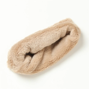 Scaldacollo in finta pelliccia di coniglio color cammello, morbida sciarpa ad anello unisex