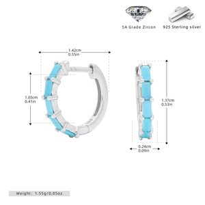 Detailed size and material guide for 925 sterling silver hoop earrings with zircon