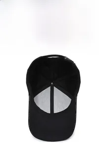 Detail view of the breathable lining and sports logo ribbon inside the baseball cap