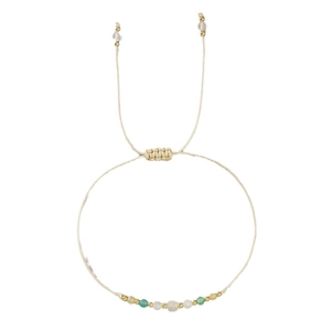 Adjustable handmade zodiac bracelet with colorful natural stones on white rope