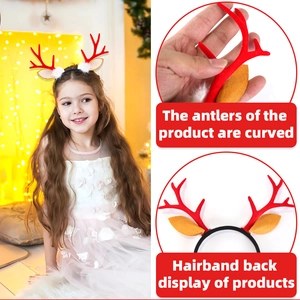Detail showing the flexible curved reindeer antlers and back of the Christmas hairband