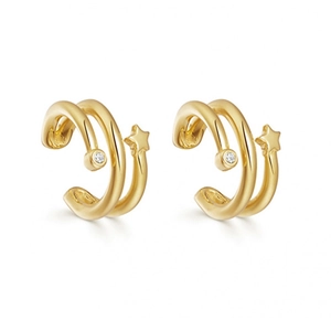 Star Ear Cuff Double Layer Zircon Copper Non Piercing Helix Clip Earrings Minimalist Light Luxury Jewelry For Women
