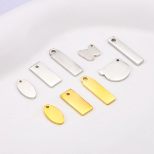 Polished Stainless Steel Pendants Blank Tags Gold Plated DIY Jewelry Making Accessories For Necklace Bracelet Tail Chain
