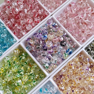 Vibrant 8mm and 10mm floral glass beads for DIY jewelry making in assorted colors