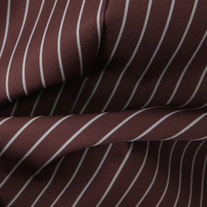 Women's casual striped long sleeve blazer fabric in deep brown with fine white stripes