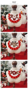 Détails de bavoirs de Noël pour animaux avec motifs Père Noël et renne en dentelle