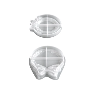 Oval bow relief tray resin silicone mold for DIY craft storage dishes and handmade decor