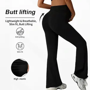 Pantaloni premaman a zampa a vita alta con effetto lifting e tessuto ad alta elasticità