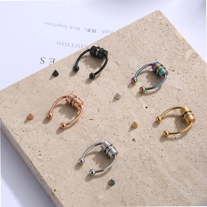 Magnetic stainless steel horseshoe nose rings with interchangeable balls and cones