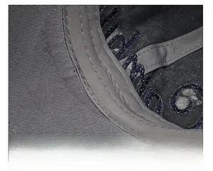 Macro shot of widened sweatband and meticulous stitching inside the baseball cap