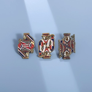 Pin de Esmalte de Cartas de Póquer Retro Broche de Aleación para Mujeres Hombres Insignia Rey Reina Sota Decoración de Chaqueta de Mezclilla Joyería Regalo