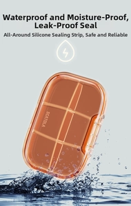 Waterproof portable pill organizer with six compartments and a silicone sealing ring