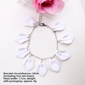 Detail view of colorful petal bracelet with adjustable lobster clasp and 24cm total length