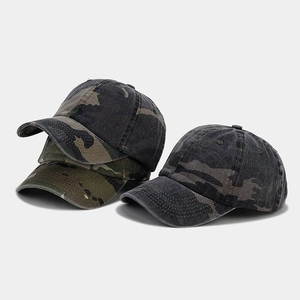 Classic camo baseball caps with vintage washed texture for outdoor sun protection