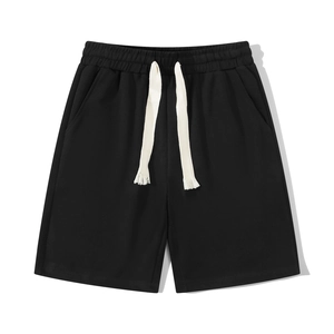 Men Shorts Cotton Waffle Knit Elastic Waist Drawstring Loose Fit Casual Streetwear Hip Hop Style Mid Length Pants