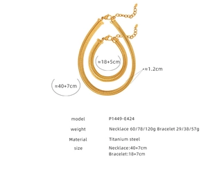 Detailed specs for titanium steel gold snake chain necklace and bracelet set