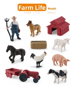 Miniature farm life set with realistic tractor barn animals and farmer figurines