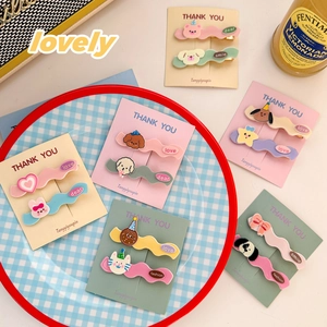 Cute cartoon animal hair clips set for girls featuring bears dogs and colorful shapes