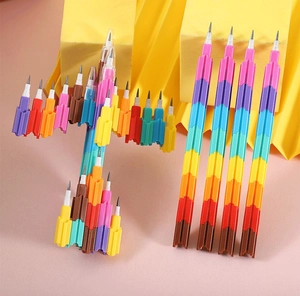 Creative stackable building block pencil toy shaped into a plane for kids stationery