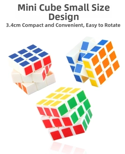 Three-piece set of 3.4cm mini 3x3 magic cubes with classic colors and portable design