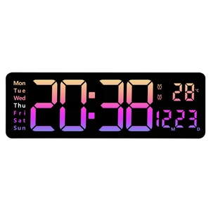 Reloj de pared digital de 16 pulgadas con pantalla LED grande de hora y temperatura