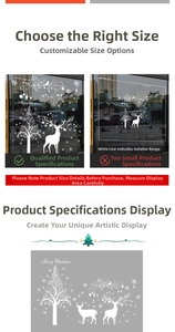 Detailed comparison showing large white Christmas tree and reindeer decals on a glass window