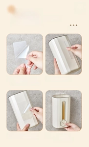 Detailed four-step guide for wall-mounted cream tissue box installation with flower knob