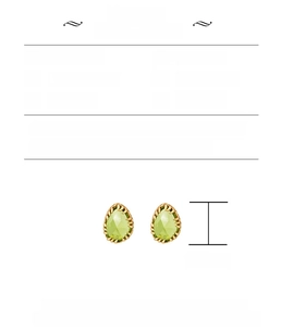 Macro detail of drop-shaped S925 silver earrings with 14K gold plating and green peridot stone