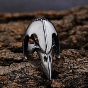 Bird Skull Ring Stainless Steel Adjustable Open Gothic Punk Vintage Jewelry For Men Women