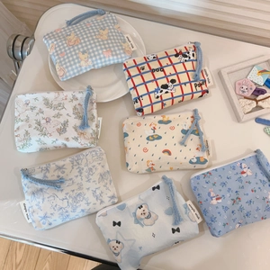Cartoon Animal Mini Coin Purse Cotton Fabric Small Storage Pouch With Zipper Portable Cute Kawaii Accessories Bag