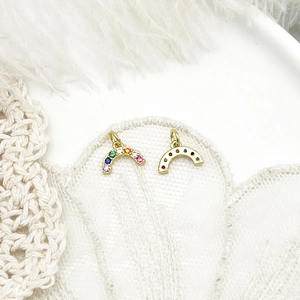 Detail of 18K gold-plated rainbow charms with micro-pave crystals for DIY jewelry making