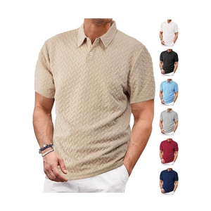 Men's jacquard polo shirt with herringbone texture available in seven stylish colors