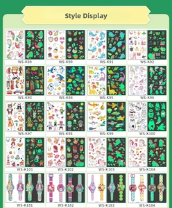 Glow-in-the-dark waterproof cartoon tattoo stickers and toy watches for kids