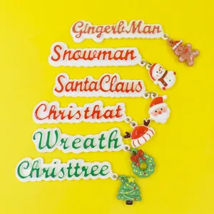 Christmas Resin Charms Letter Plate Santa Claus Snowman Gingerbread Man DIY Jewelry Making Accessories Holiday Decor Cute