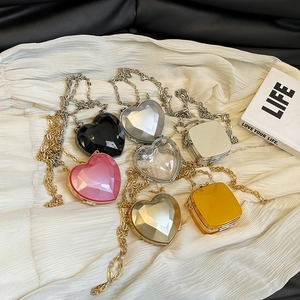 Mini Heart Shaped Crossbody Bag Acrylic Geometric Faceted Evening Clutch With Metal Chain Strap