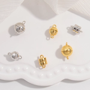Magnetic Jewelry Clasps 925 Sterling Silver Connectors Round Ball And Cylindrical For DIY Bracelet Necklace Making Smooth Findings
