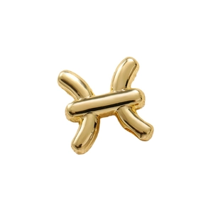 3D bubble-style golden Pisces zodiac pendant with polished finish on white background