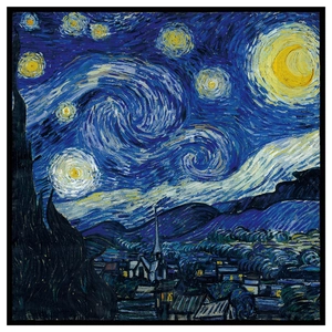 90cm Van Gogh Starry Night silk feel twill scarf with artistic oil painting pattern