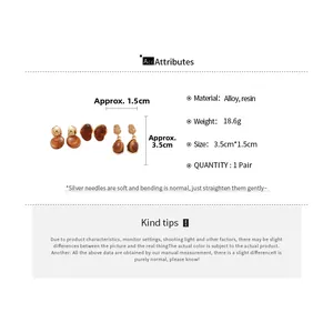 Spécifications détaillées de boucles d'oreilles en résine ambre et dorées