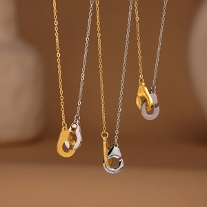 Colliers menottes à deux rangs en acier inoxydable doré 18 carats et argenté