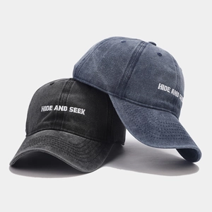 Vintage washed cotton baseball caps with HIDE AND SEEK embroidery for men and women