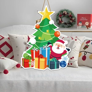 Festive Christmas door sign with Santa and tree, ideal for holiday party decoration