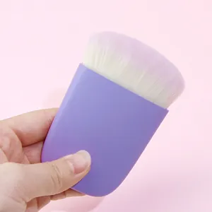 Flat Head Blush Brush Portable Powder Makeup Brush Synthetic Fiber Soft Purple Multi-functional Cosmetic Tool
